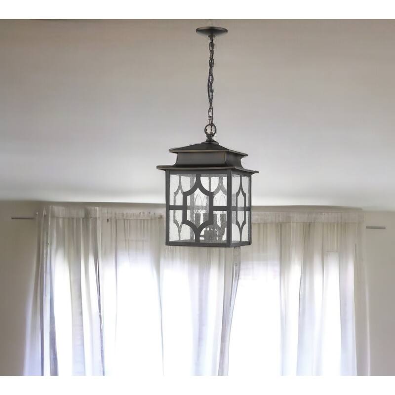 HomeRoots Calvert 4-Light Oil-Rubbed Bronze Hanging Lantern - 12' X '18.75' X '12 - 12' X '18.75' X '12