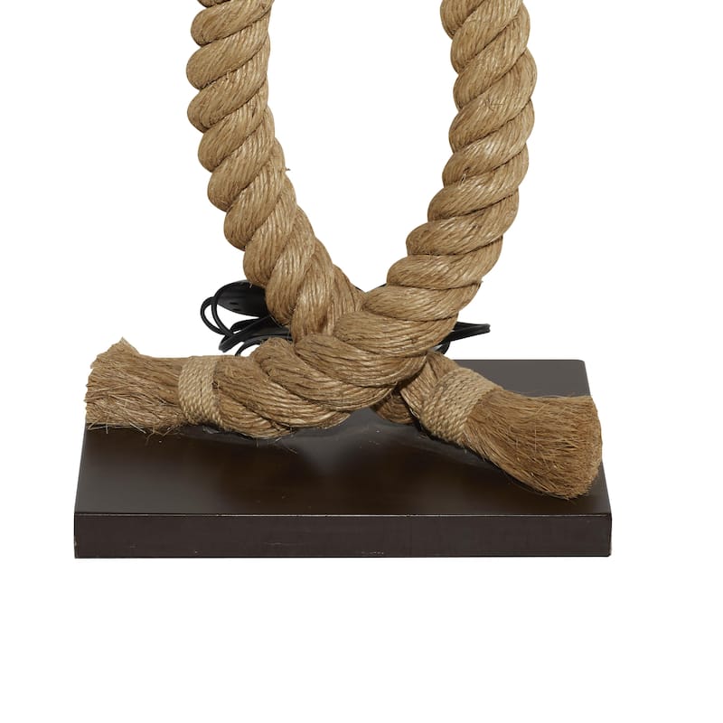 Brown Jute Rope Twisted Rope Room Floor or Table Lamp with Cream Linen Shade