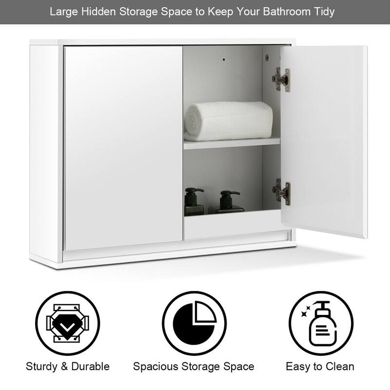 Costway Wall Mounted Bathroom Medicine Cabinet Storage Cabinet Double