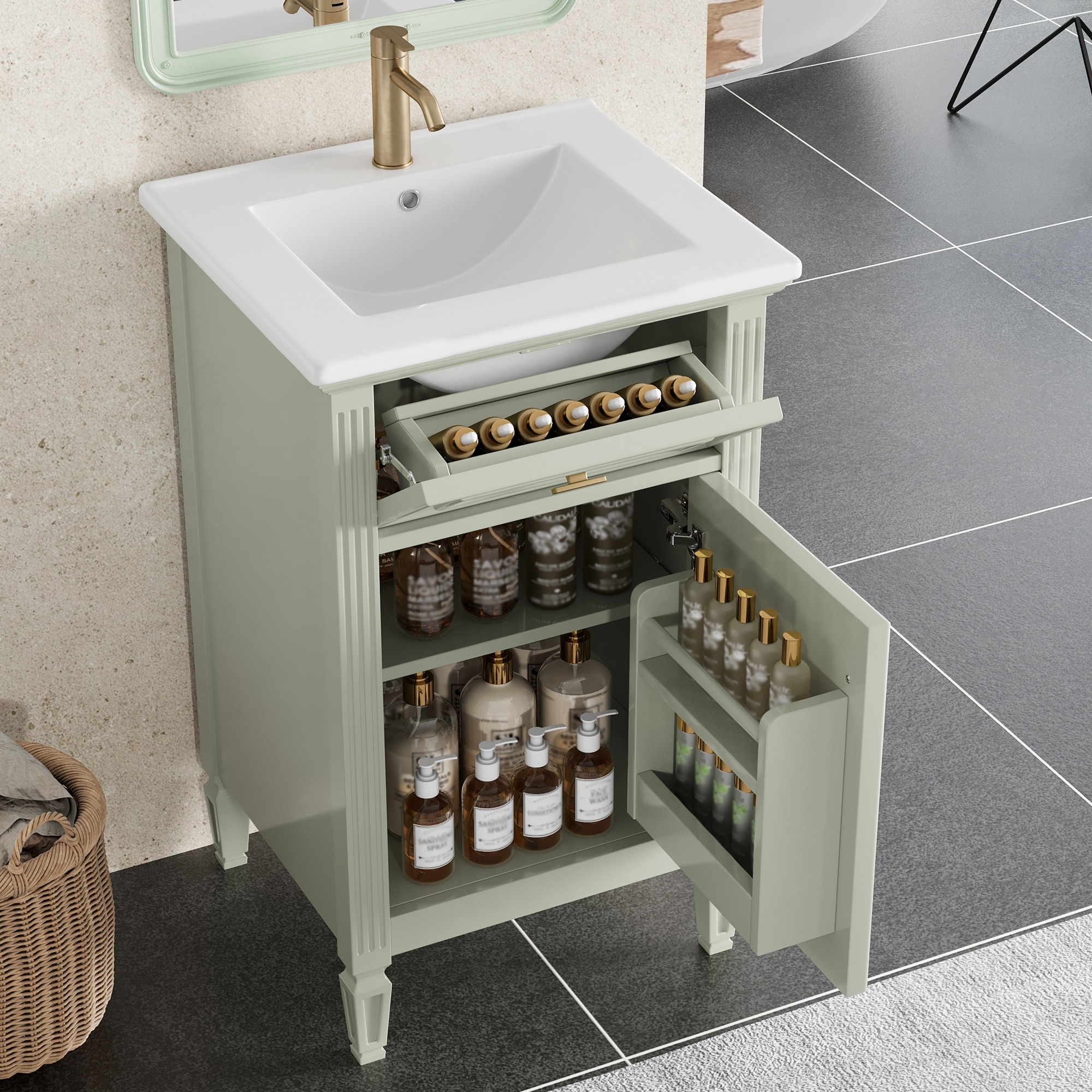 GDFStudio - Lucas Compact Modern Bathroom Vanity with Smart Storage