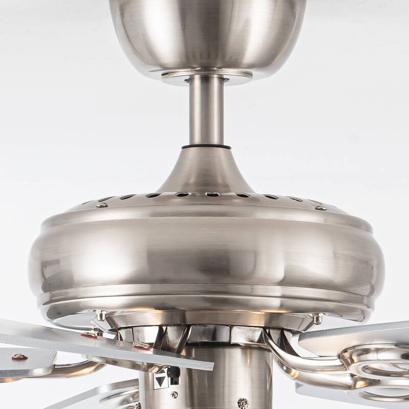 52" Polished Nickel Wood 5-Blade Modern Ceiling Fan with Remote