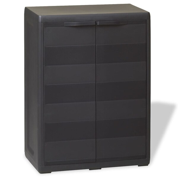 Vidaxl Garden Storage Cabinet With 1 Shelf Black Free Vidaxl Garden Storage Cabinet With 1 Shelf Black