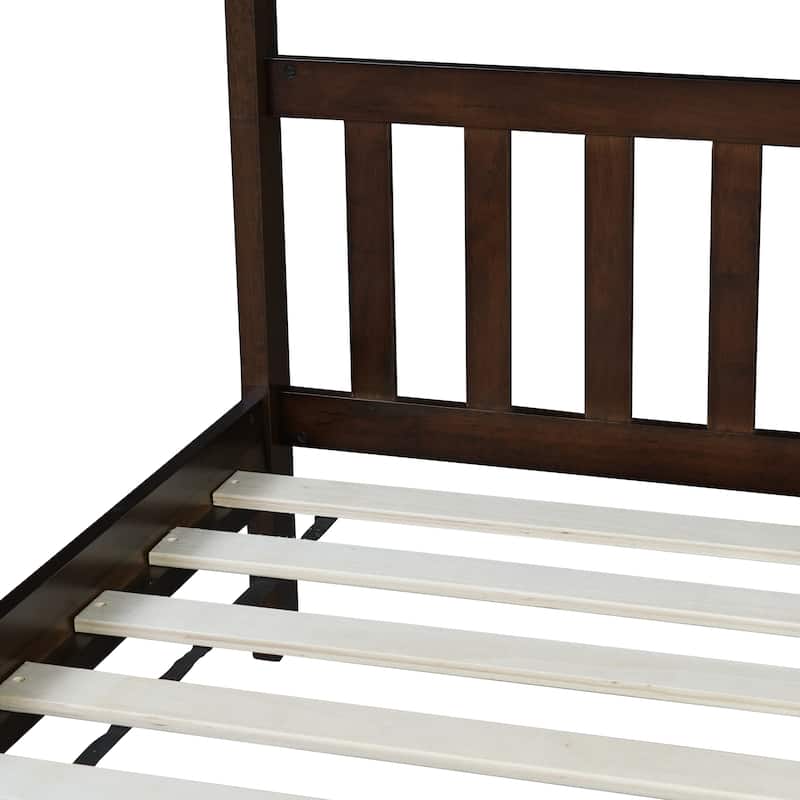 Twin House Bed with Headboard and Footboard, Twin Rubber Wood Bed with House Frame