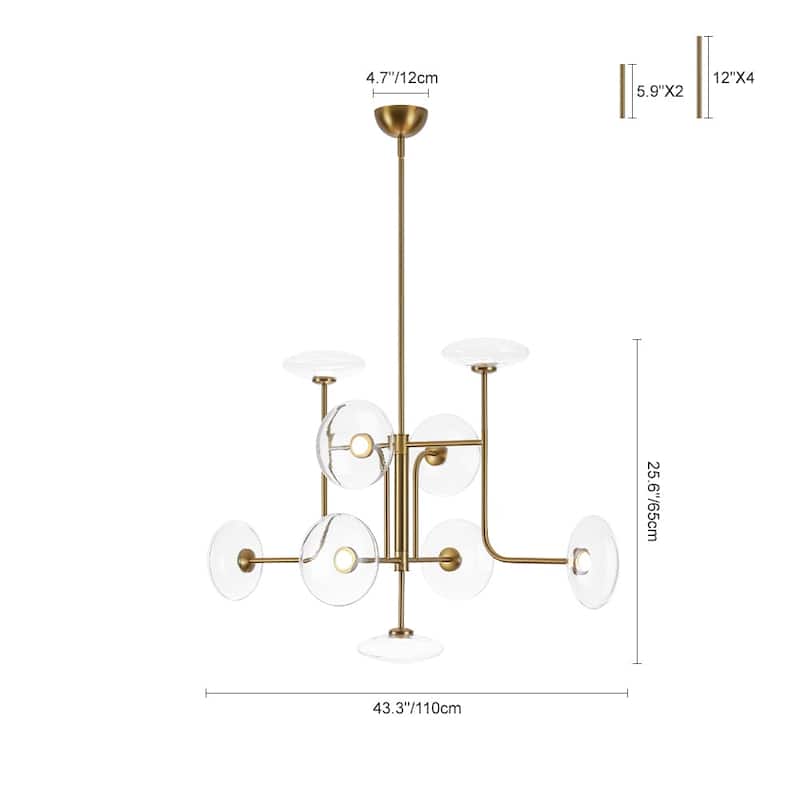 Art Deco 9-Light Sputnik Glass Dimmable LED Chandelier