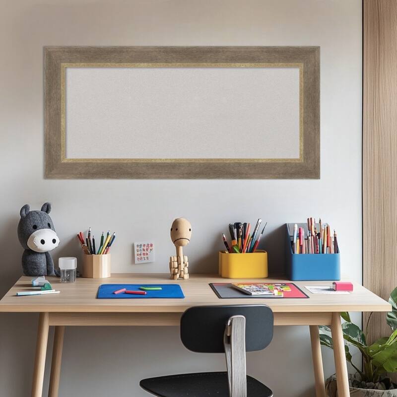 Driftwood Tan Wood Framed Cork Board - Bulletin Board, Organization Board, Pin Board