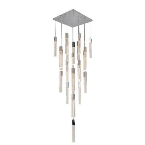 Chrome Chandelier With Clear Block Crystals