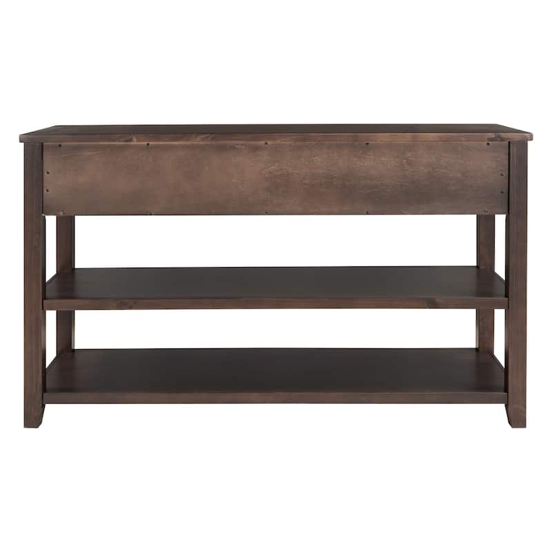 50" Solid Wood Console Table with 3 Drawers & 2 Open Shelves, Mid-Century Side Table Entryway Table for Living Room Entryway