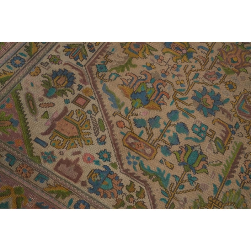 Hand Knotted Oriental 100% Wool Carpet Traditional Floral Brown Tabriz Area Rug - 12' 6'' X 9' 3''