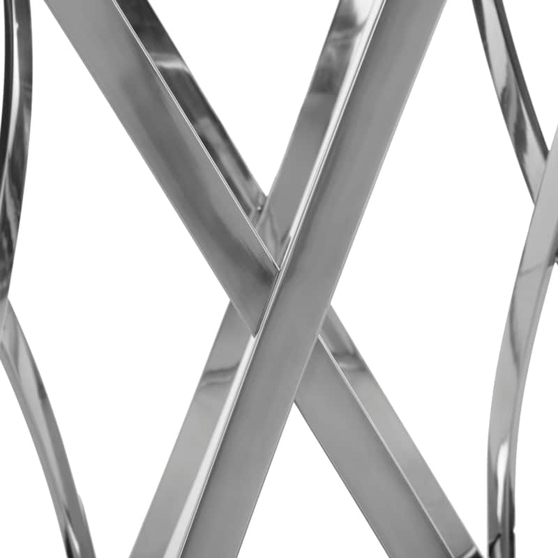 SAFAVIEH Couture High Line Collection Kyrie Chrome Stainless Steel Glass Top Dining Table - 54"W x 54"D x 29"H