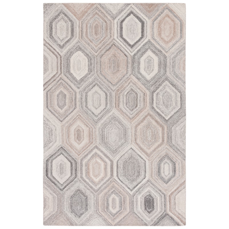 SAFAVIEH Handmade Abstract Zaide Modern Wool Rug - 6' Square - Natural/Grey