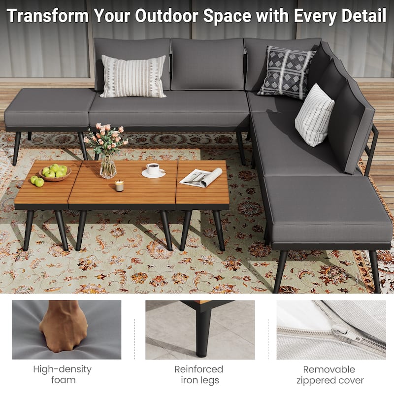 8-Piece Patio Furniture Set with Angled Legs and Cushions