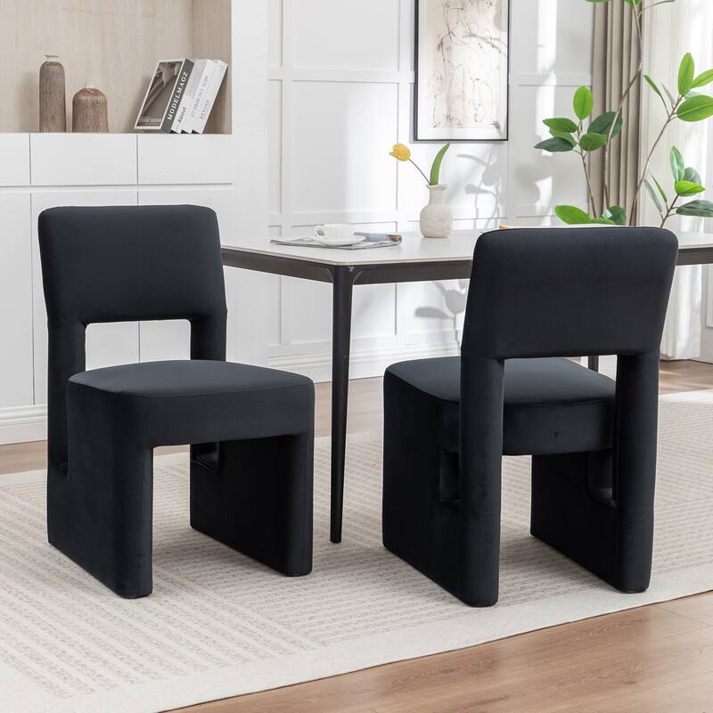 SEYNAR Modern Velvet Upholstered Armless Dining Chair Set of 2