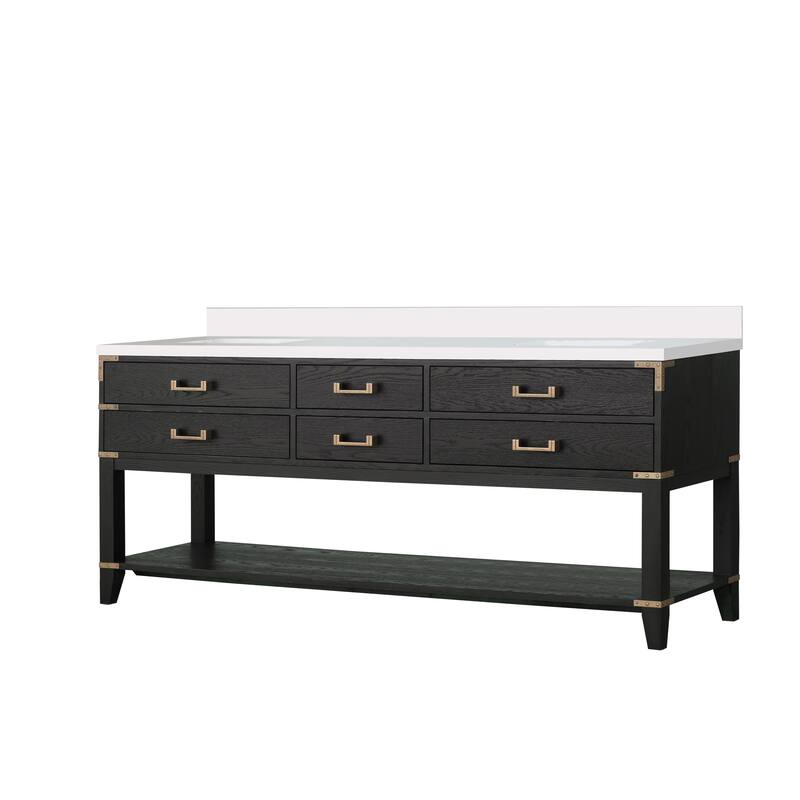 Norwalk 60 in W x 22 in D Black Oak Double Bath Vanity and Cultured Marble Top