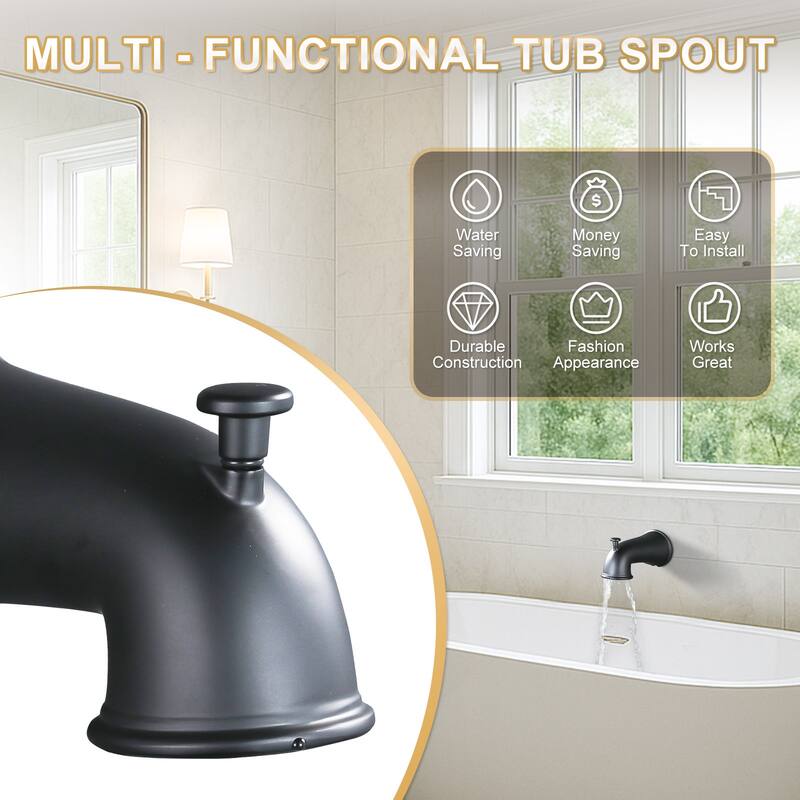 WOWOW Modern Style Bathtub Spout with Integrated Diverter