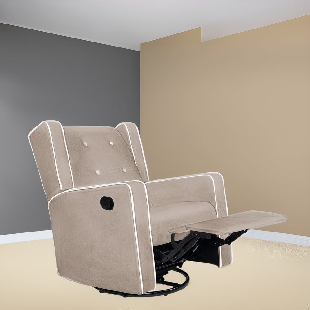 Octavia Solid Wood Microfiber Swivel Glider Rocker Recliner Chair, For Living Room, Bed Room