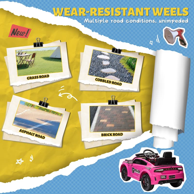 12v Kids ride on police car W/Parents Remote Control,anti-collision bar,Front& top and Four wheel suspension