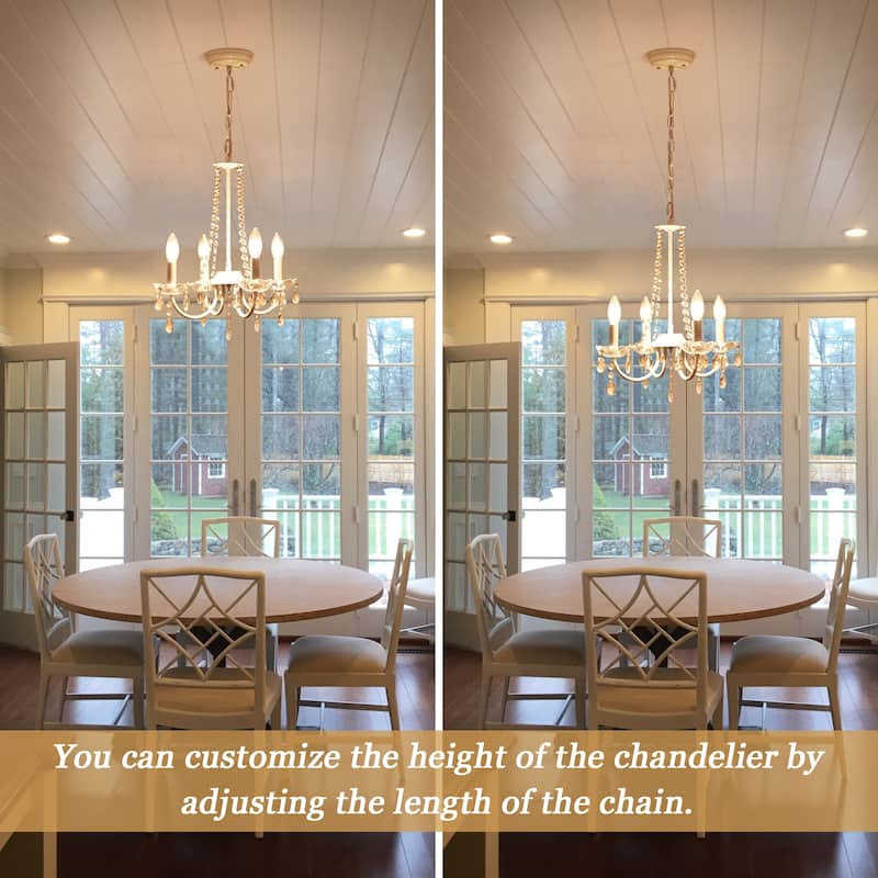4-Light Candle Style Chandelier with Crystal Accents for Living Room Bedroom