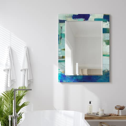 Crore Rectangular Beveled Mirror on Free Floating Printed Tempered Art Glass - Clear - 40" x 30"