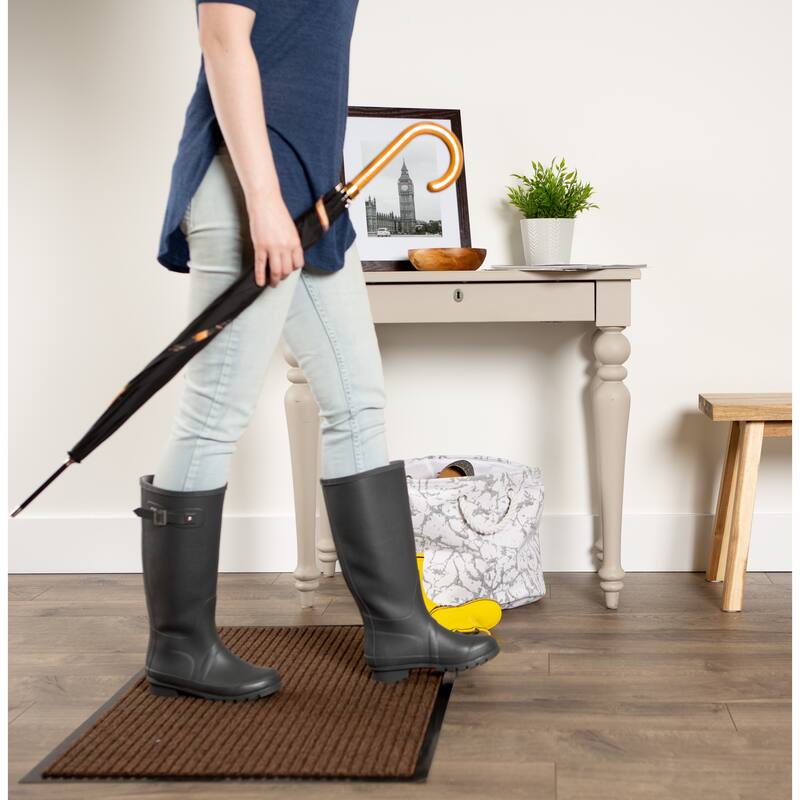 J&M Charcoal Ribbed Walk Off Utility Runner 22x60