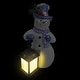 preview thumbnail 3 of 1, Lavender Winter Snowman Holding Lantern Statue w/Flash LED-SM - 14" H