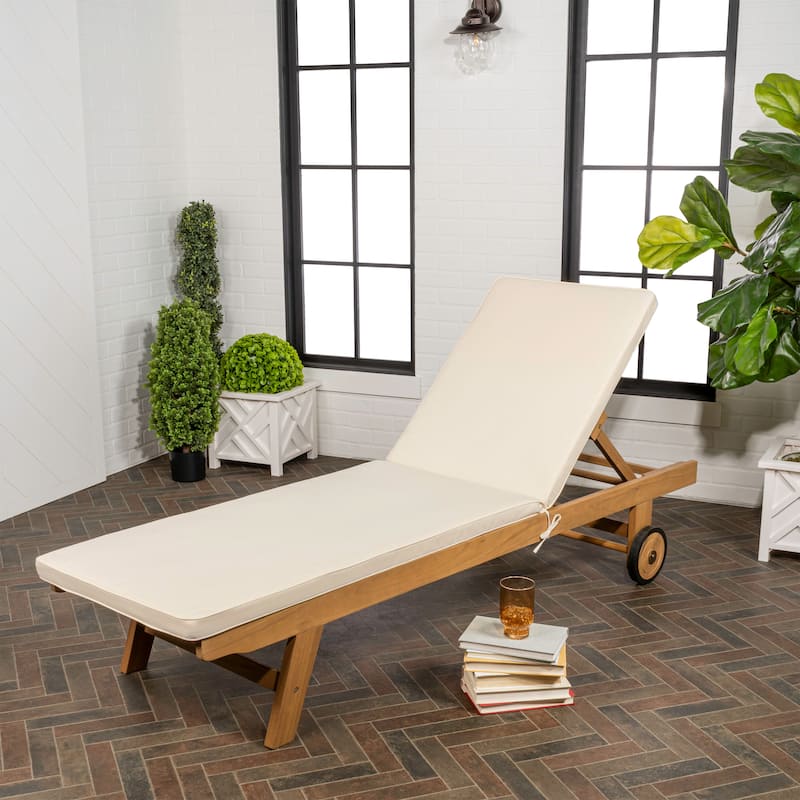 Adjustable Outdoor Chaise Lounge w/ Cushion & Wheels - JONATHAN Y