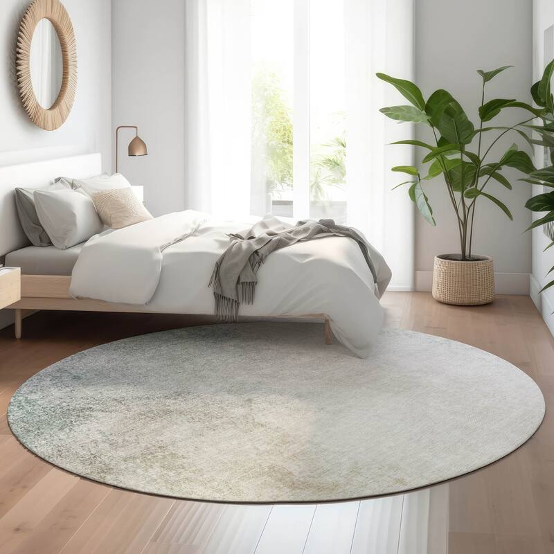 Premium Washable Super Soft Solid Ombre Mayfield Rug - Beige - 8' x 8' - Round