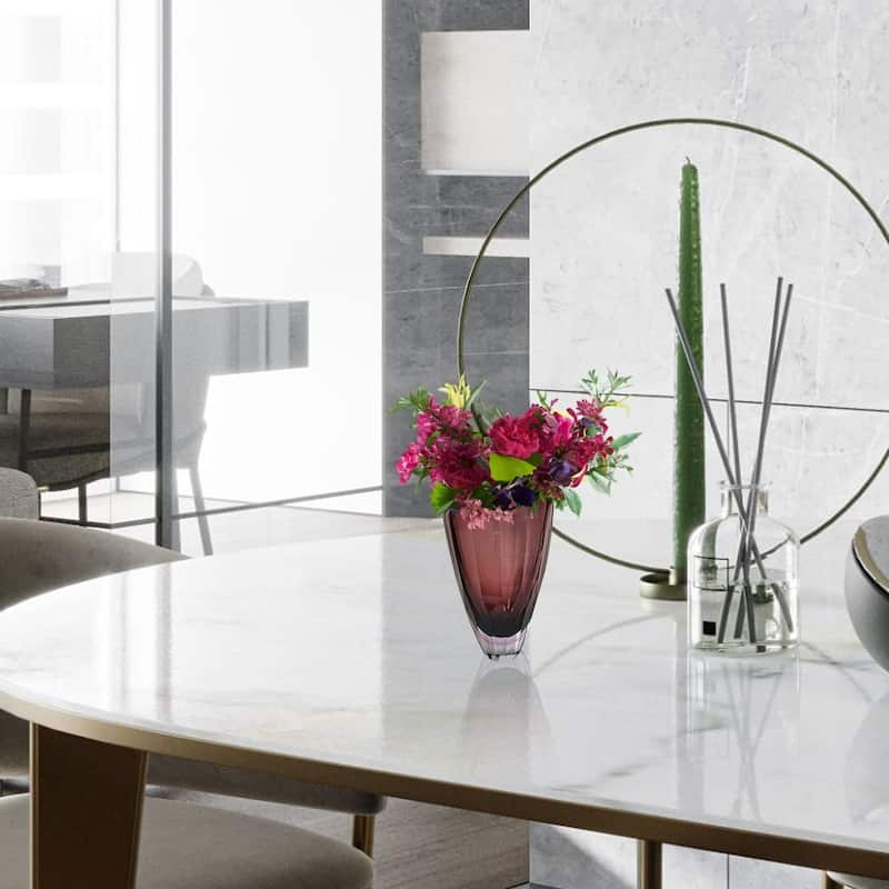 Plum 11" Minimalist Heavy Glass Cylinder Vase for Modern Home Decor