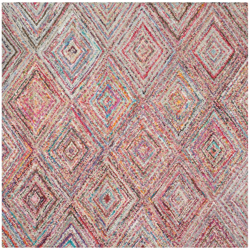SAFAVIEH Handmade Nantucket Bengusu Contemporary Cotton Rug - 8' Square - Multi