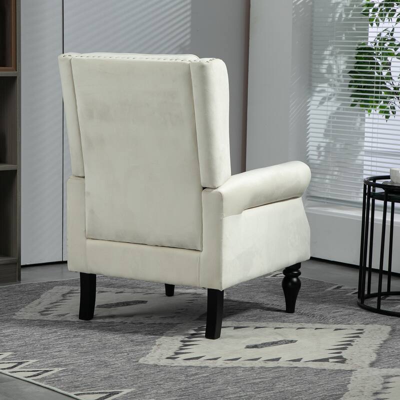 Tufted High Back Chair Living Room Wood Frame Armchair