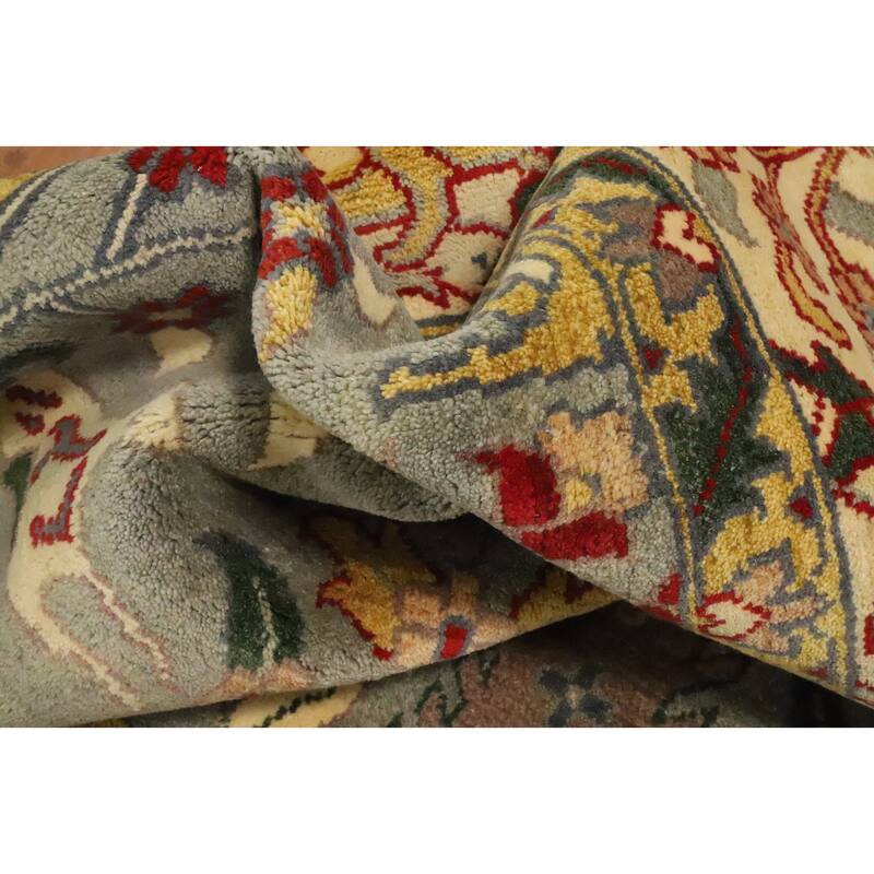Hand Knotted Oriental 100% Wool Carpet Traditional Floral Greys & Charcoal Ziegler Area Rug - 11' 11'' X 8' 8''