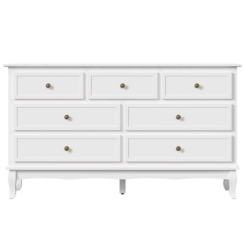55'' Dresser with 7 Spacious Drawers - White