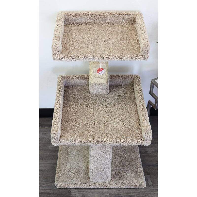 Spacious Cat Perch with Secure Edged Lounging Platforms for Large and Multiple Cats