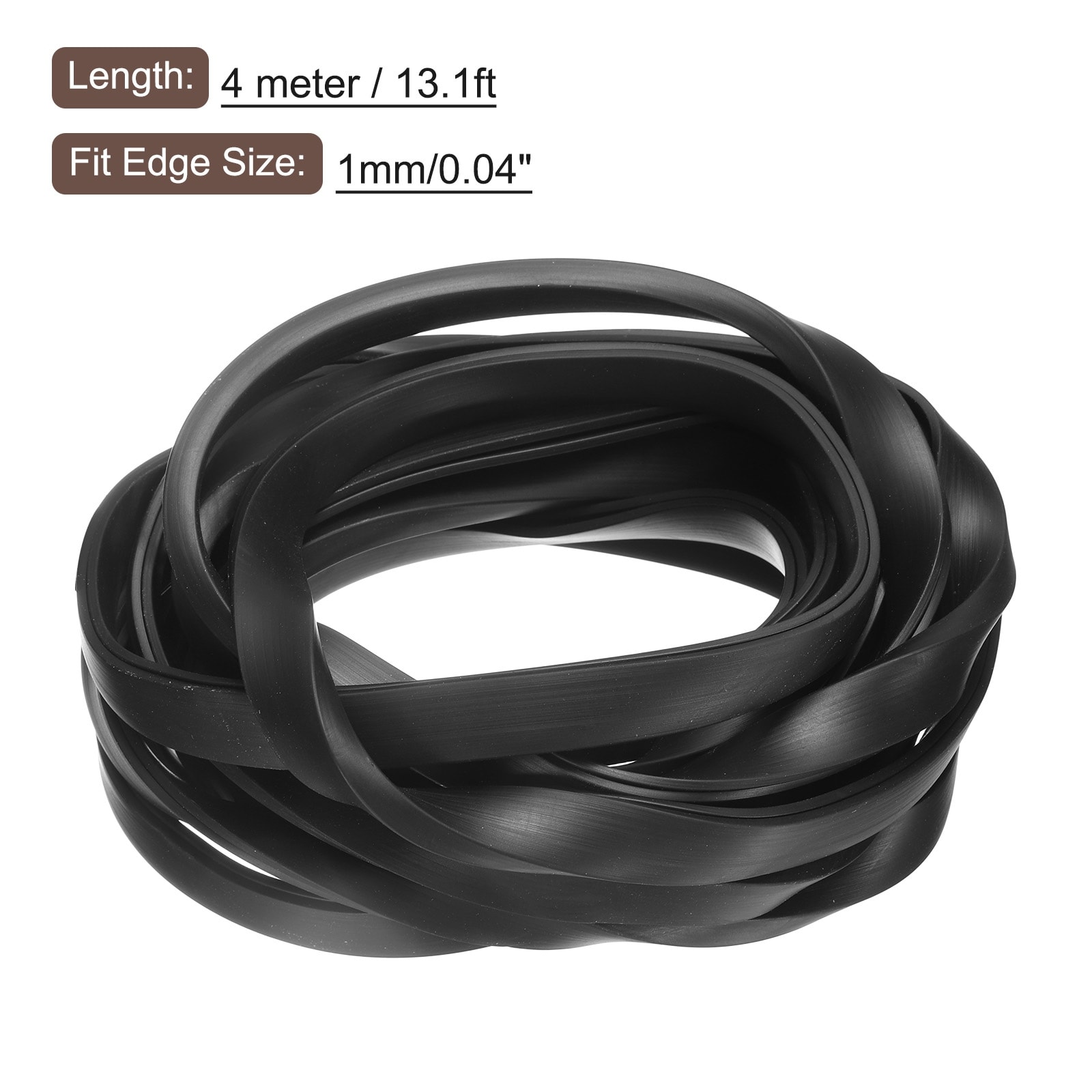 U Channel Edge Trim, Rubber Guard Seal Strip Edge Protector Flat Type - Black