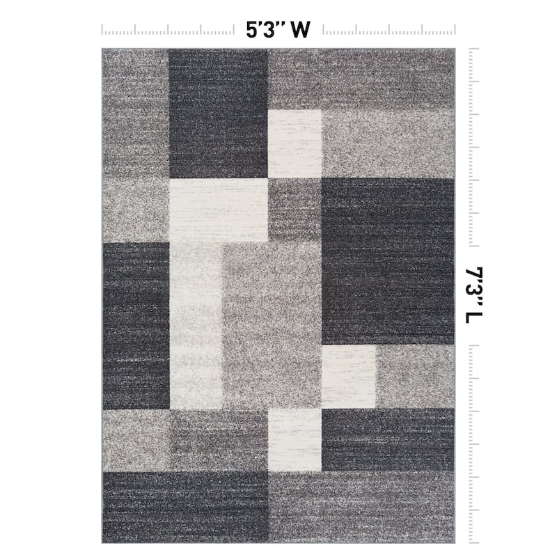 World Rug Gallery Modern Boxes Design Non-slip (Non-skid) Area Rug