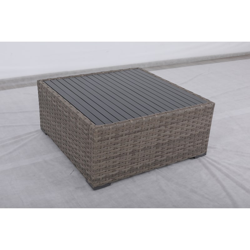 Bali Silver/Gray Two-Tone Wicker/Rattan Coffee Table