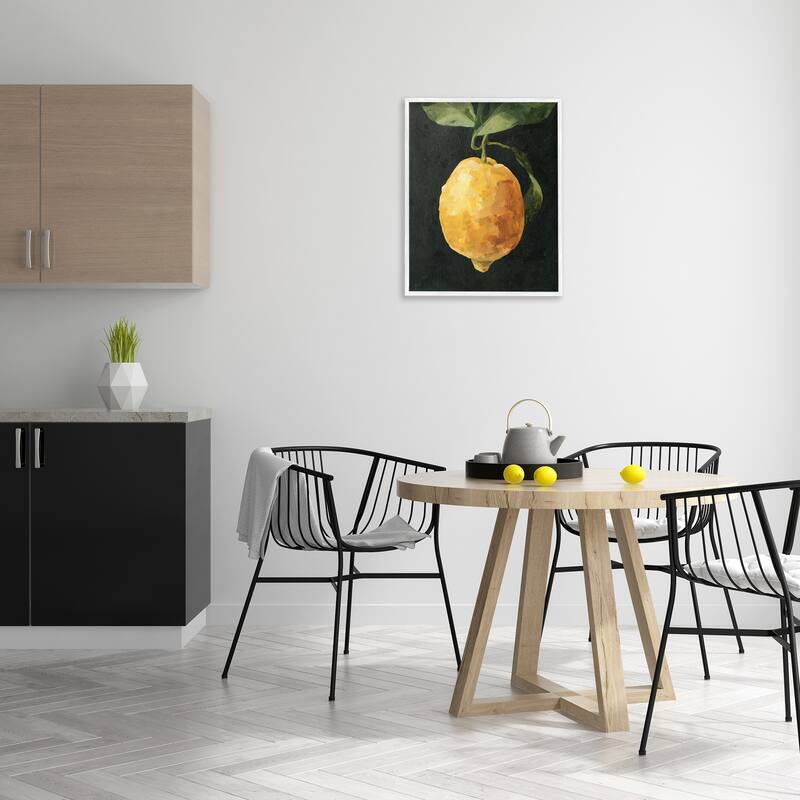 Stupell Abstract Yellow Lemon on Vine Pop over Black Framed Wall Art