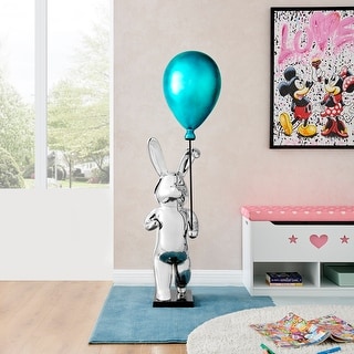 Chrome Bunny with Blue Balloon Sculpture - N/A - Bed Bath & Beyond ...