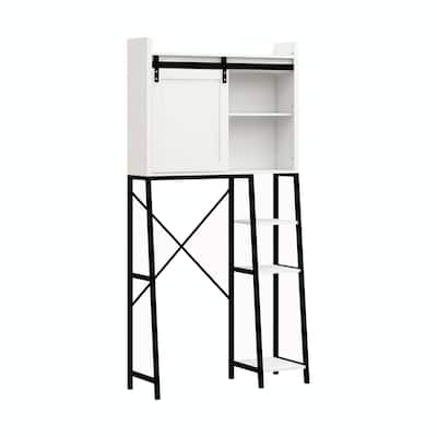 Over-The-Toilet Storage Cabinet with Sliding Barn Door and Adjustable Shelves