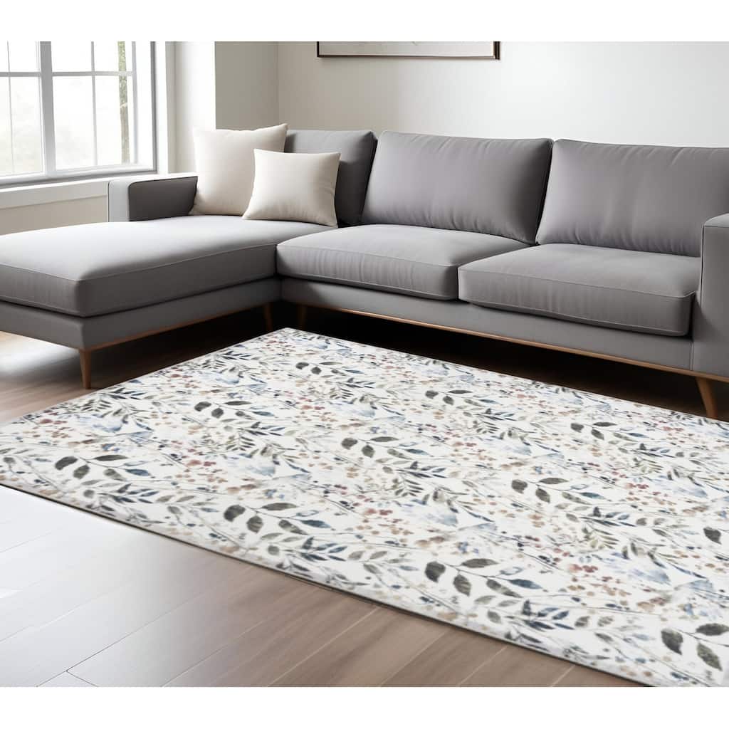 HomeRoots Floral Contemporary Rectangle Area Rug - 144.00 in. x 110.00 in. x 0.25 in.