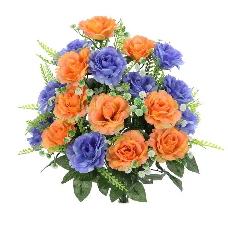 18 Stems Artificial Full Blooming Rose with Greenery Flower Bush - ABN1B002-PH-BL