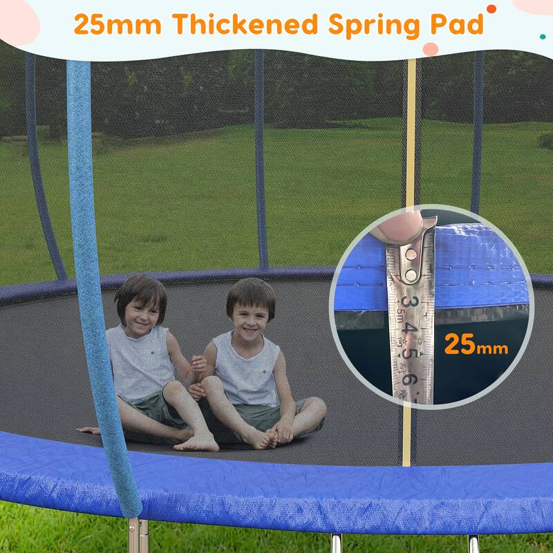 14FT Trampoline, Recreational Trampolines with Enclosure Net and Ladder