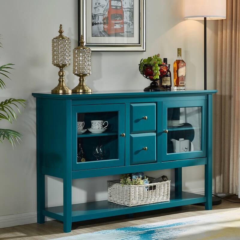52" Modern Sideboard Storage with Adjustable Shelves, Sideboard Buffet Cabinet with 2 Doors, Credenzas
