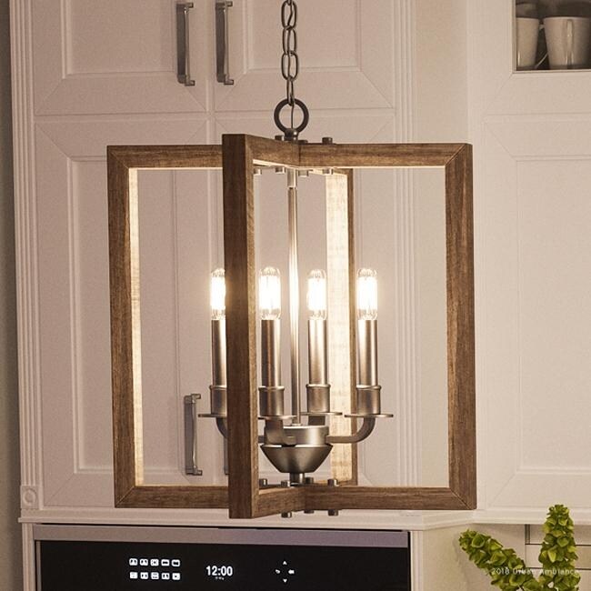 Luxury Modern Farmhouse Chandelier, 18.75"H x 16"W, with Rustic Style, Galvanized Steel Finish by Urban Ambiance (60 to 100 Watts - Steel - Nickel - - Chandeliers For Bedrooms by Overstock.com