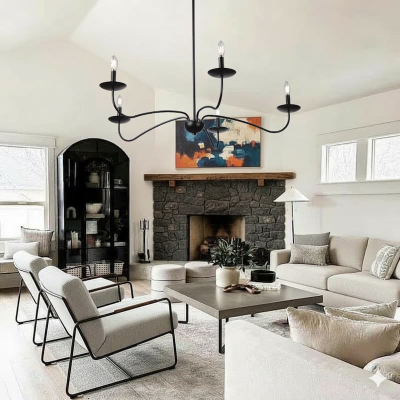 Meridian 5-Light Brushed Brass Chandelier with Candlestick Arms