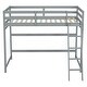 preview thumbnail 5 of 16, Twin Size High Loft Bed with inclined Ladder and Guardrails, Grey