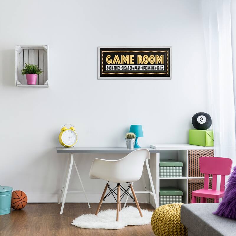 Stupell Arcade Game Room Quote Vintage Style Sign Framed Wall Art - Yellow