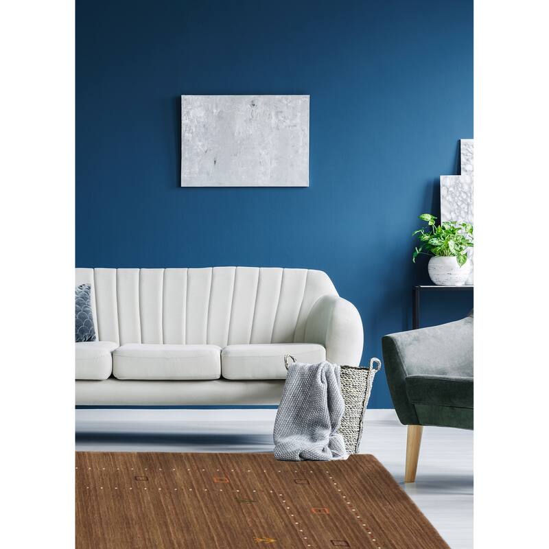 ECARPETGALLERY Hand Loomed Kashkuli Gabbeh Brown Wool Rug - 4'10 x 6'10