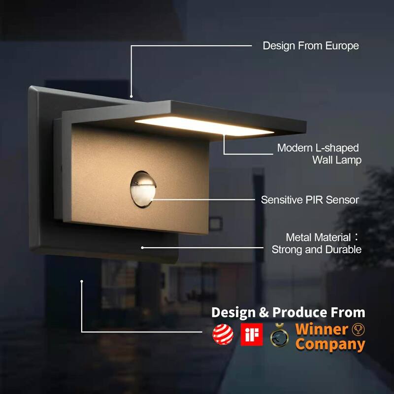 Inowel Wall Light Outdoor LED PIR Sensor Sconce IP54 10W 680Lm