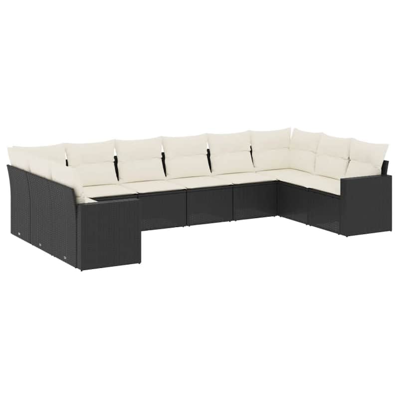 vidaXL Patio Sofa Set with Cushions Outdoor Conversation Furniture Poly Rattan