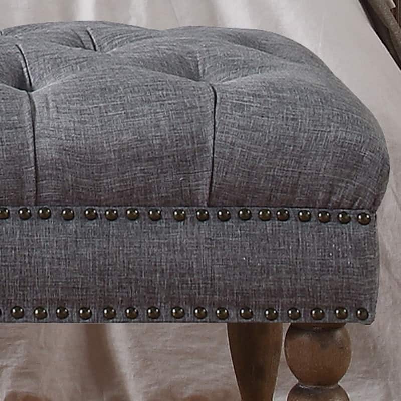 Rosevera Yedda Nailhead Tufted Upholstered Bench with Wheels